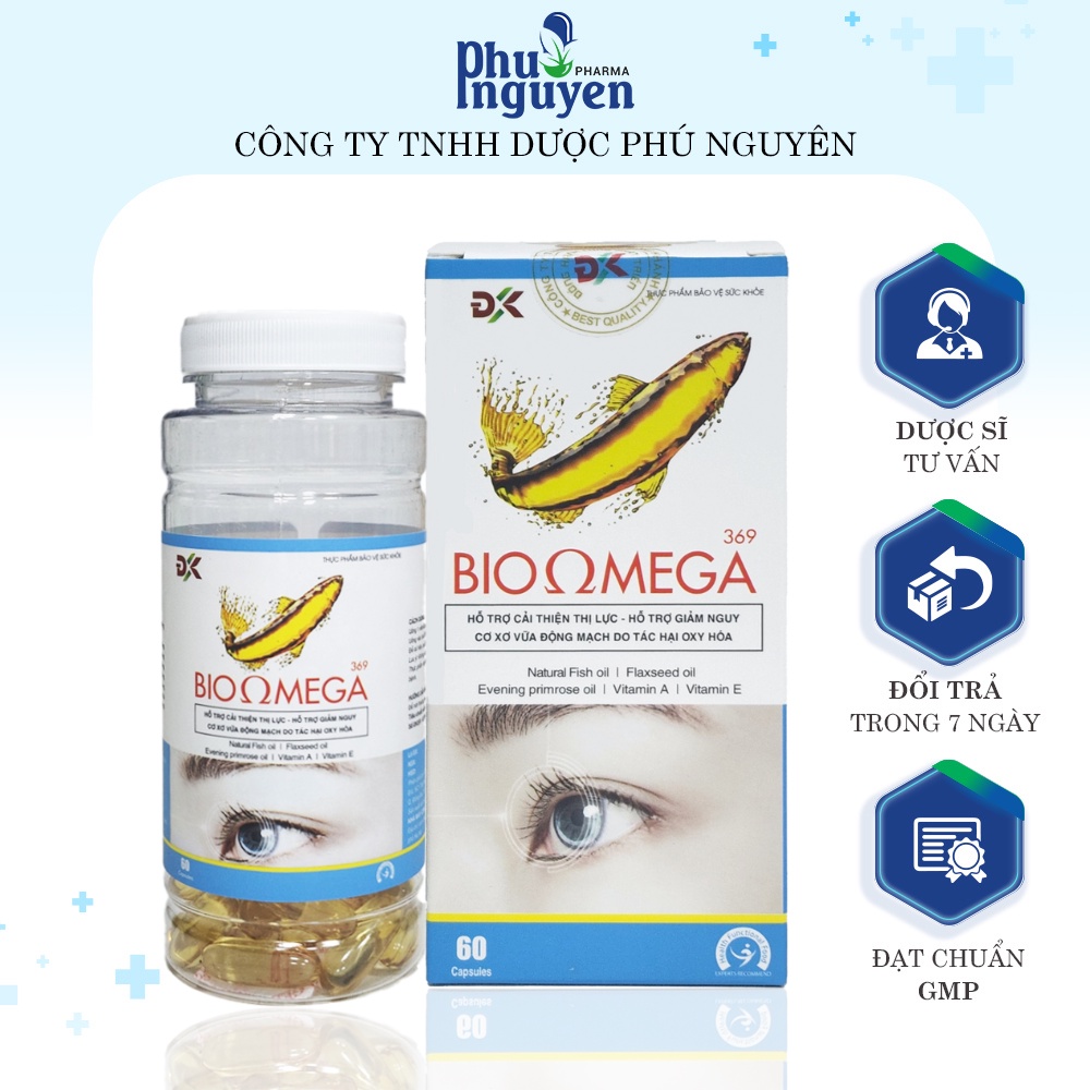 Viên Uống Dầu Cá Bổ Mắt Sáng Mắt Giảm Khô Mắt Cải Thiện Thị Lực BIO Omega 369 - Hũ 60 viên