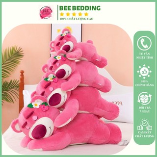 Gấu bông lotso huggin bear lông xù tai dâu nằm cao cấp memon