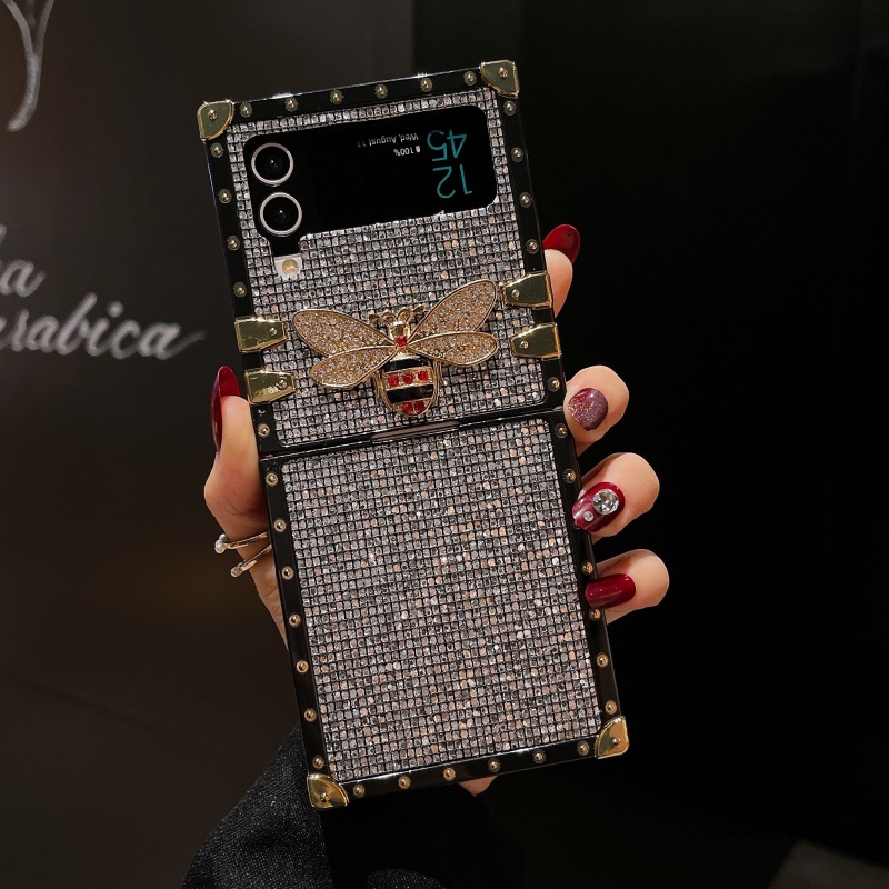 Ốp Điện Thoại TPU Silicon Mềm Mặt Kính In Hình Chú Ong Cho Samsung Galaxy Z Flip 3 4 Flip3 Flip4 5G