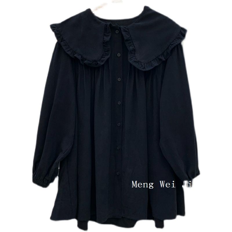 Đầm Sơ Mi Tay Phồng Cổ Búp Bê Màu Trơn Thời Trang Mùa Đông 2022