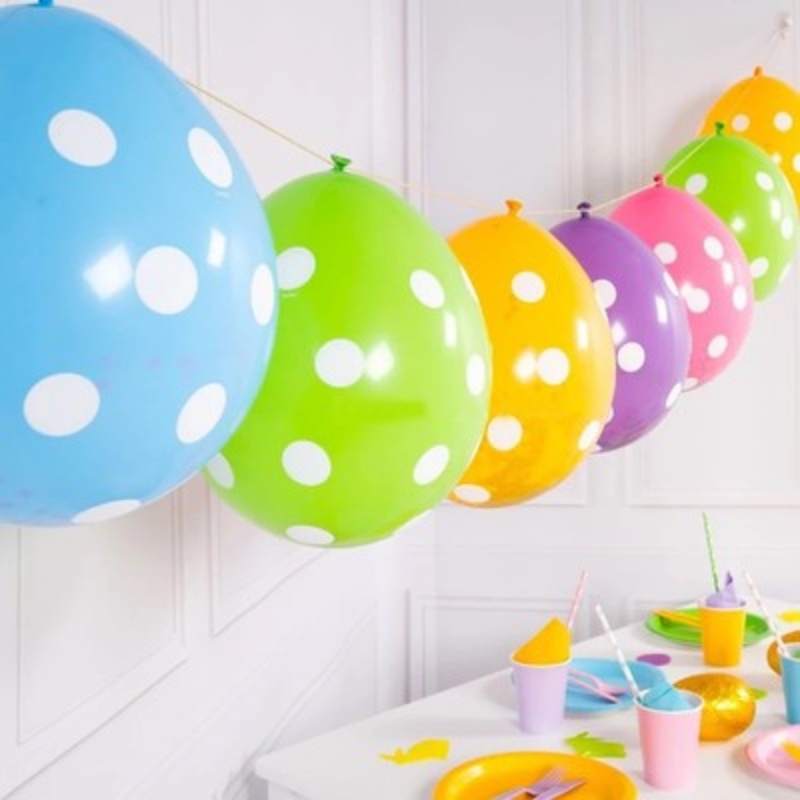 Set 10 Bong Bóng Cao Su Dày 12 Inch Họa Tiết Chấm Bi Nhiều Màu Sắc Trang Trí Tiệc Sinh Nhật Cho Bé