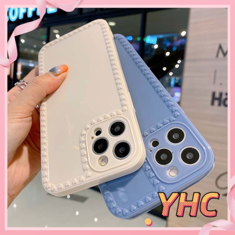 Ốp Điện Thoại Màu Trơn Họa Tiết Trái Tim Cho iPhone 6s 6splus 7 7plus 8 8plus X XS 11 12 Pro Max Plus Promax-020