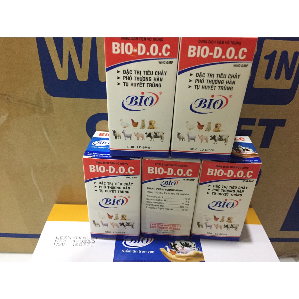 BIO-D.O.C Chai 20ml. Hỗ trợ thú nuôi bị tiêu chảy, ho, khò khè