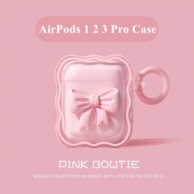Vỏ Bảo Vệ Hộp Sạc Tai Nghe AirPods Pro2 1 2 3 Pro Bằng TPU Mềm Hình Nơ Màu Gradient