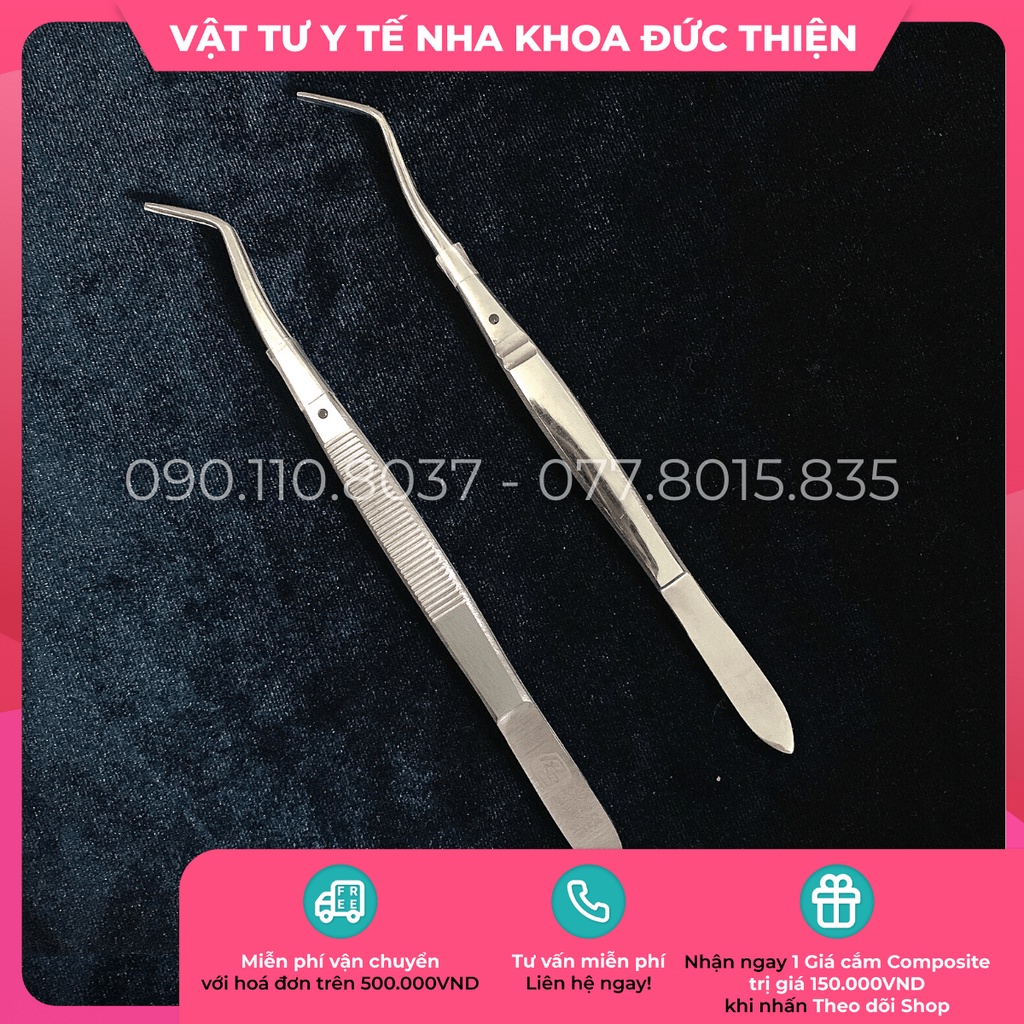 Kẹp gắp tốt - Kẹp gắp thường - Nỉa gắp - Nỉa cong - Nhíp gắp cong Pakistan - Dụng cụ nha khoa chính hãng