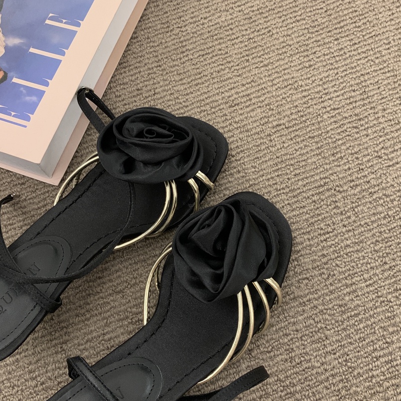 Ginne Giày Cao Gót 5cm Mùa Hè Nhẹ Nhàng Phong Cách Pháp Thanh Lịch Có Dây Đeo Một Dây Buộc Phiên Bản Hàn Quốc Cao Cấp Cho Nữ