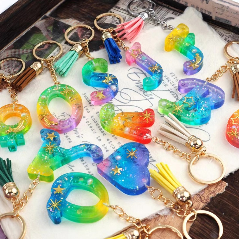 Khuôn Nhựa Epoxy Làm Móc Khóa Tua Rua In Chữ flgo Độc Đáo Trang Trí Nhà Cửa