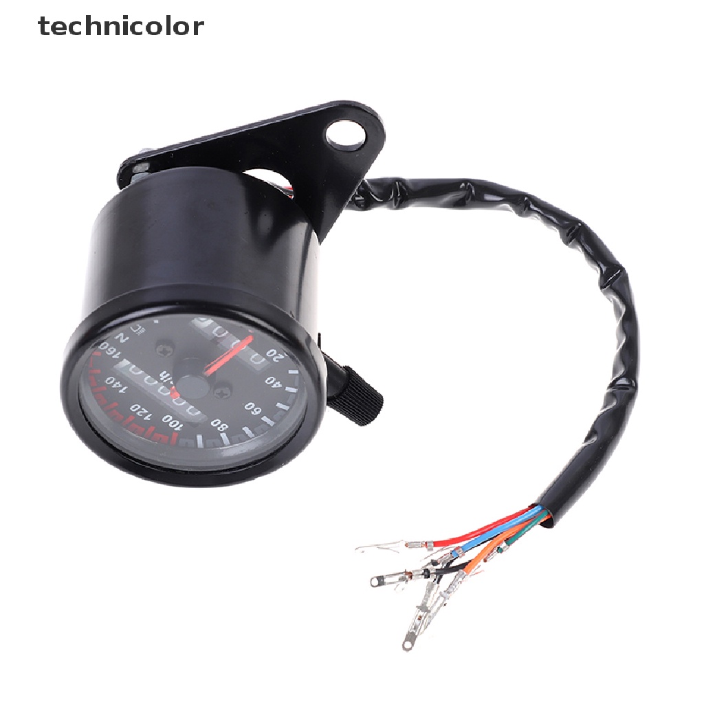 Đồng Hồ Đo Tốc Độ Kép 12V Màu Đen Có Đèn LED Báo Hiệu Cho Xe Máy