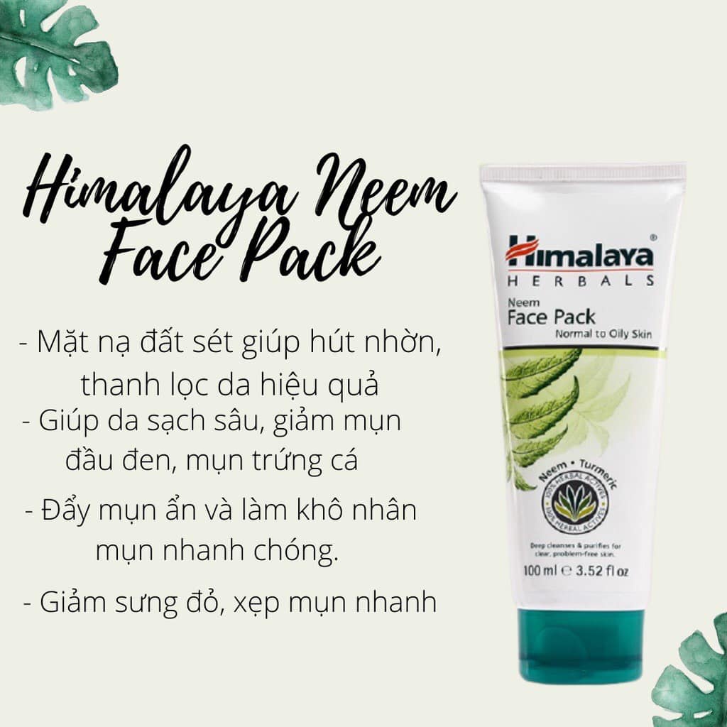 Mặt nạ đất sét Himalaya lá Neem giảm mụn sáng da 100ml