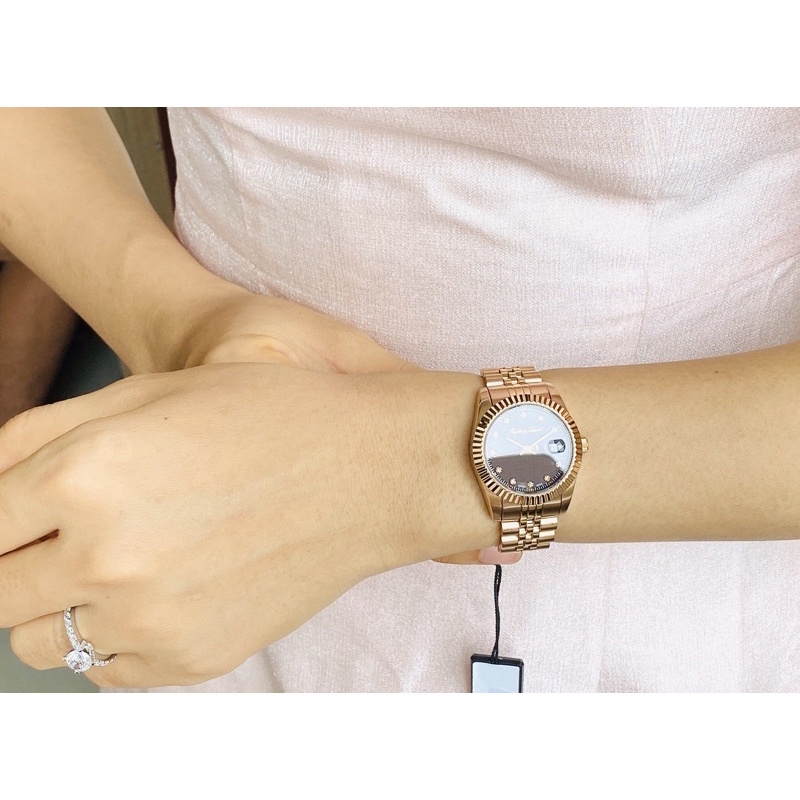 Đồng hồ đôi nam nữ Mathey Tissot Dial Brown Rose Gold