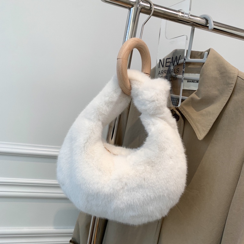 Túi xách IELGY vải lông màu trơn thắt nút thời trang cho nữ