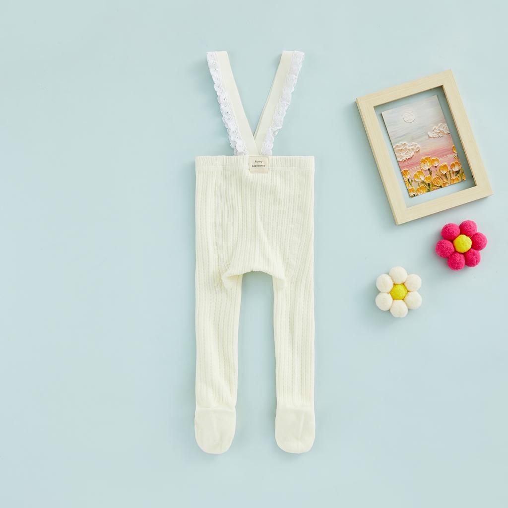 Aqq-quần Tất Dệt Kim Eo Cao Phối Ren Trơn Cho Bé Gái