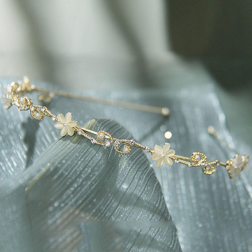 Băng Đô Cài Tóc Hình Vương Miện Bằng Hợp Kim Mỏng Thanh Lịch Cho Cô Dâu