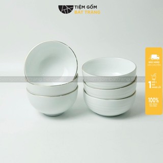  Bát Cơm Chén Sứ Ăn Cơm Trắng Viền Vàng Gốm Sứ Bát Tràng Cao Cấp 