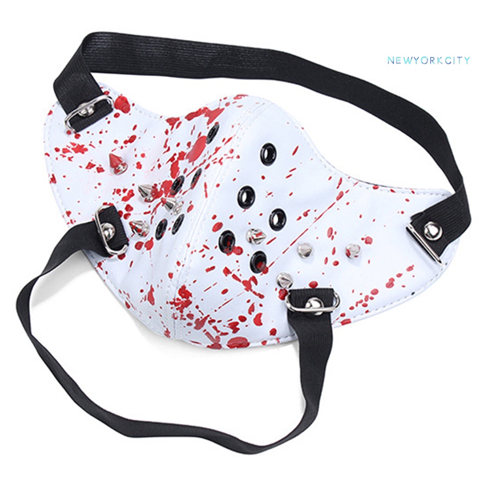 Khẩu Trang Che Mặt Giả Da Chống Bụi Đính Đinh Tán Phong Cách Punkex