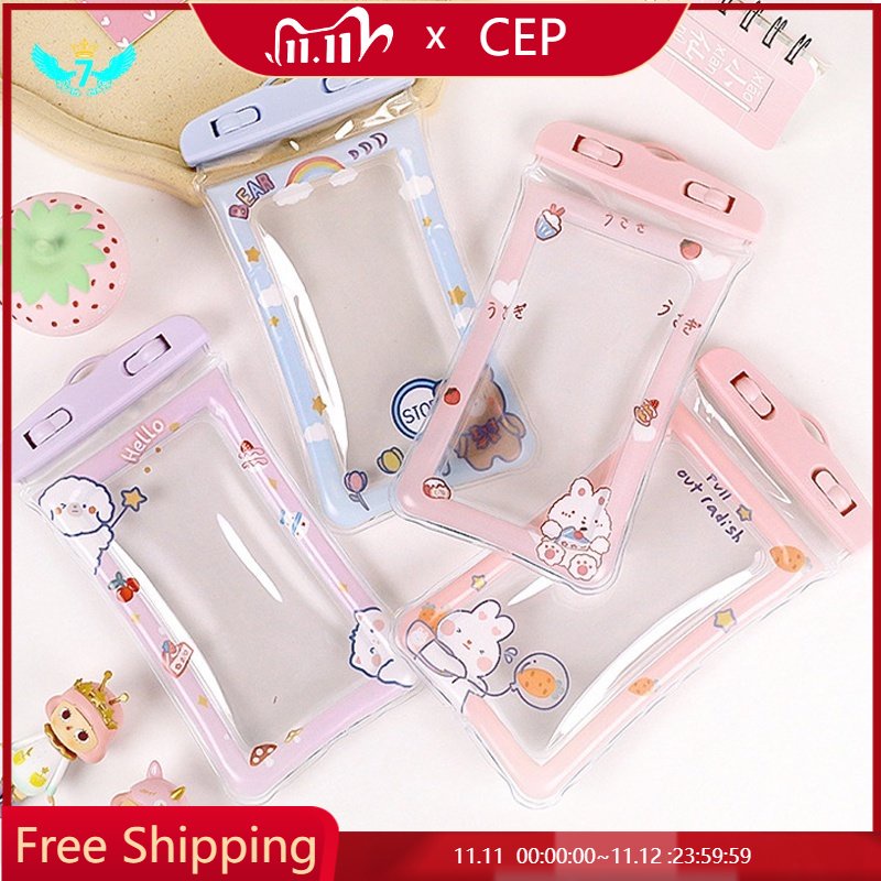 Túi Khí Đựng Điện Thoại Chống Thấm Nước In Họa Tiết Hoạt Hình Dễ Thương Có Thể Chạm Màn Hình Cảm Ứng