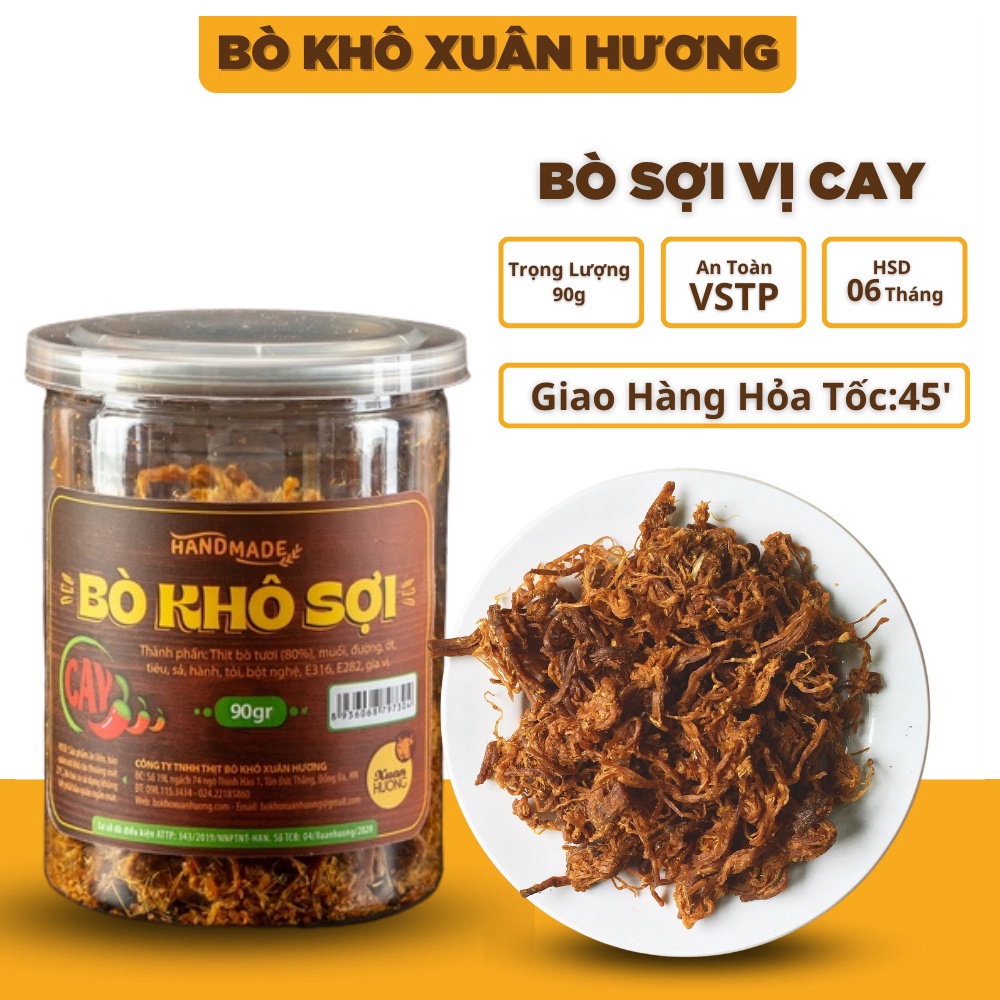 Bò Khô Sợi XUÂN HƯƠNG vị cay đặc biệt thơm ngon 90g