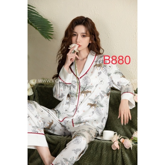 Bộ đồ ngủ pijama lụa QCCC, tay dài quần dài chất đẹp mềm mịn, mặc thoải mái.(3 mẫu)