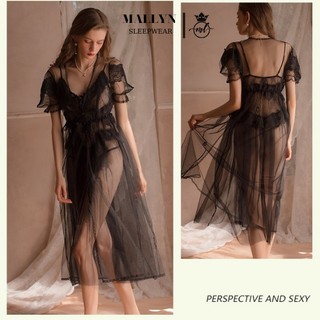 Váy ngủ,đầm ngủ MALLYN dáng midi phong cách tiểu thư công chúa siêu xinh Freesize ML19217+19222