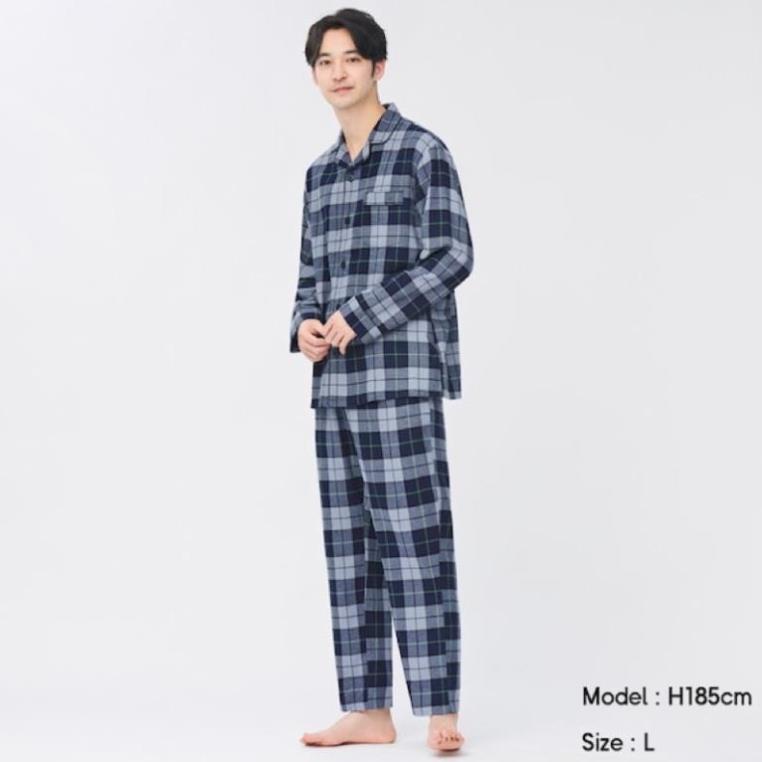 Bộ quần áo pyjama nam kẻ caro dòng flannel của GU - Nhật Đẹp i