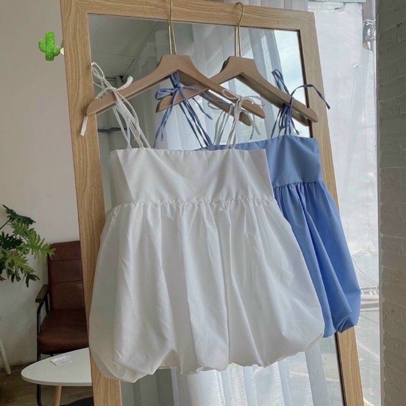 Áo babydoll 2 dây dễ thương, Áo ống bí 2 lớp phồng bánh bèo alohashop91