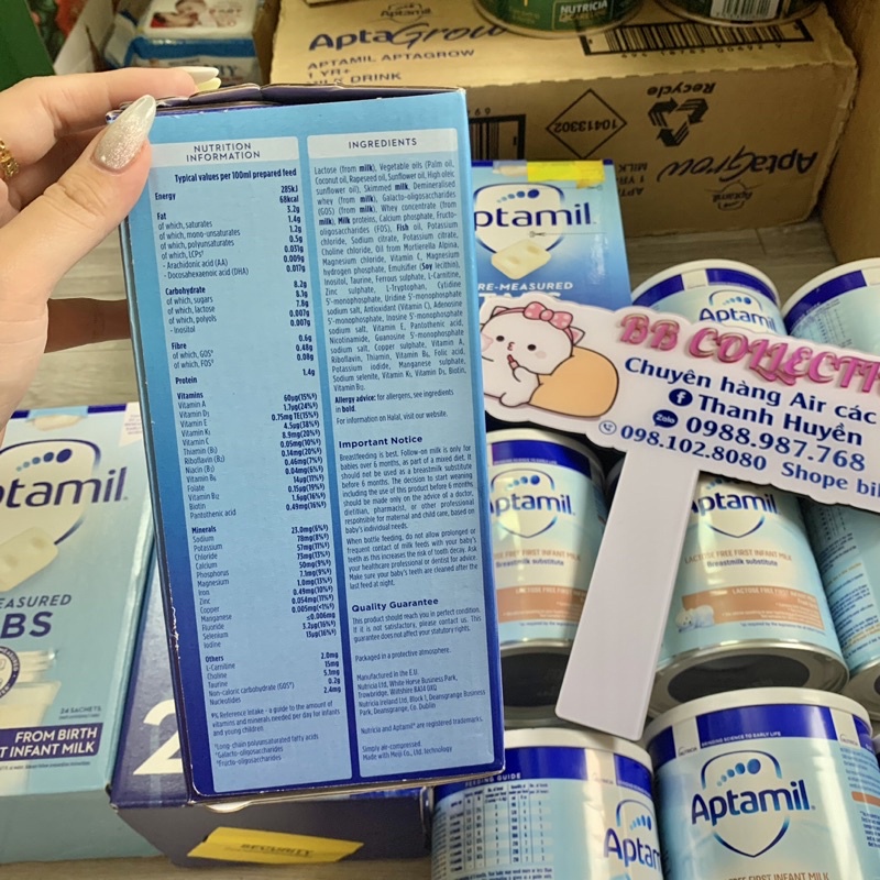 [BayAir-Bill]Sữa Aptamil Anh dạng 5 viên 1 thanh số 1 và số 2 date 10,11,12/2023-2024 600g ( mẫu mới )