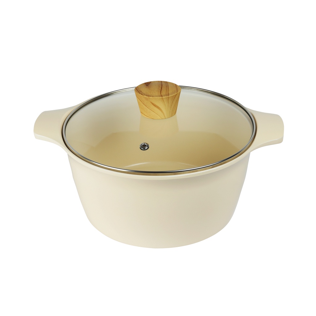 Bộ nồi quánh chống dính cho bếp từ OSLO Dreamchef 16-20-22-24 cm Hàn Quốc màu Beige