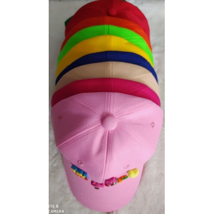 Mũ lưỡi trai cotton họa tiết gấu hồng cho bé, tặng thêu tên sau nón