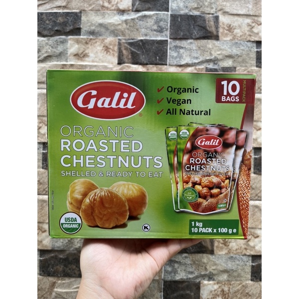 Hạt dẻ hữu cơ Galil Organic Roasted Chestnuts 10 gói x 100gram