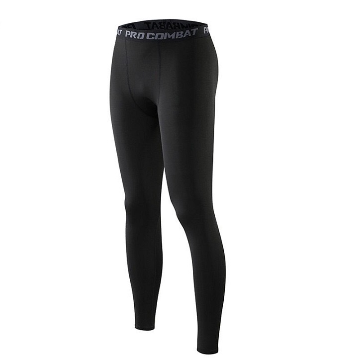 QUẦN GIỮ NHIỆT COMBAT PRO , QUẦN LEGGING TẬP GYM NAM DÁNG DÀI MÀU ĐEN