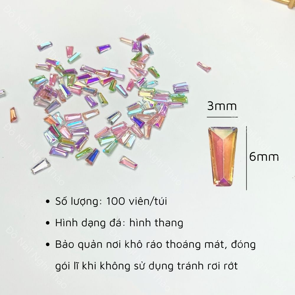 Đá đính móng pha lê cầu vồng hình thang set 100 viên JELIVA