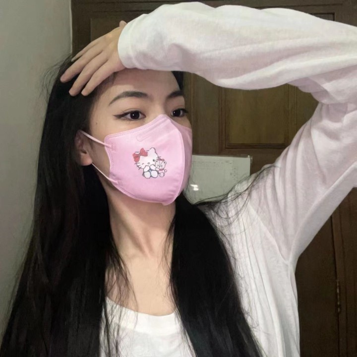 Set 10 Khẩu Trang 5D 4 Lớp Ngăn Chặn Bụi In Hoạt Hình Winnie Bear / Totoro / Cinnamoroll Dùng Một Lần Dành Cho Người Lớn