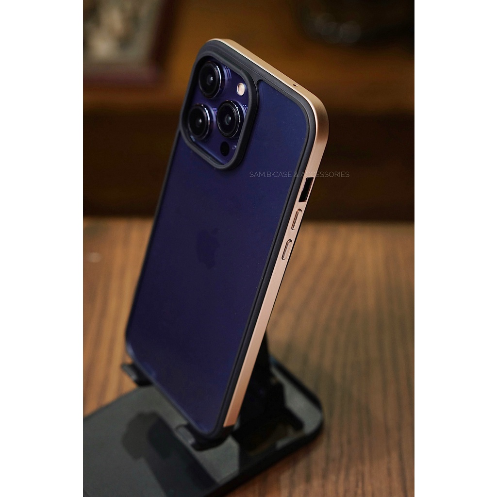 Ốp Lưng Sulada Viền Kim Loại Mặt Lưng Trong cho iPhone 14/ 14 Plus/ 14 Pro/ 14 Pro Max - Hàng Chính Hãng