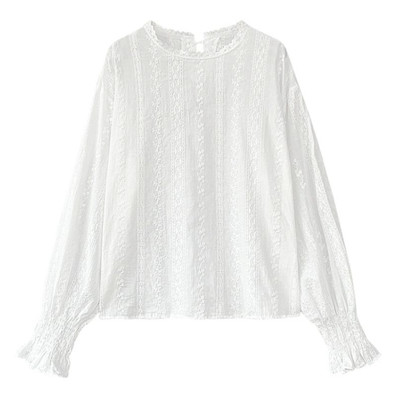 Brroa Áo Sơ Mi Trắng Phối Ren Mặc Hàng Ngày Phong Cách Pháp Mùa Hè Cho Nữ