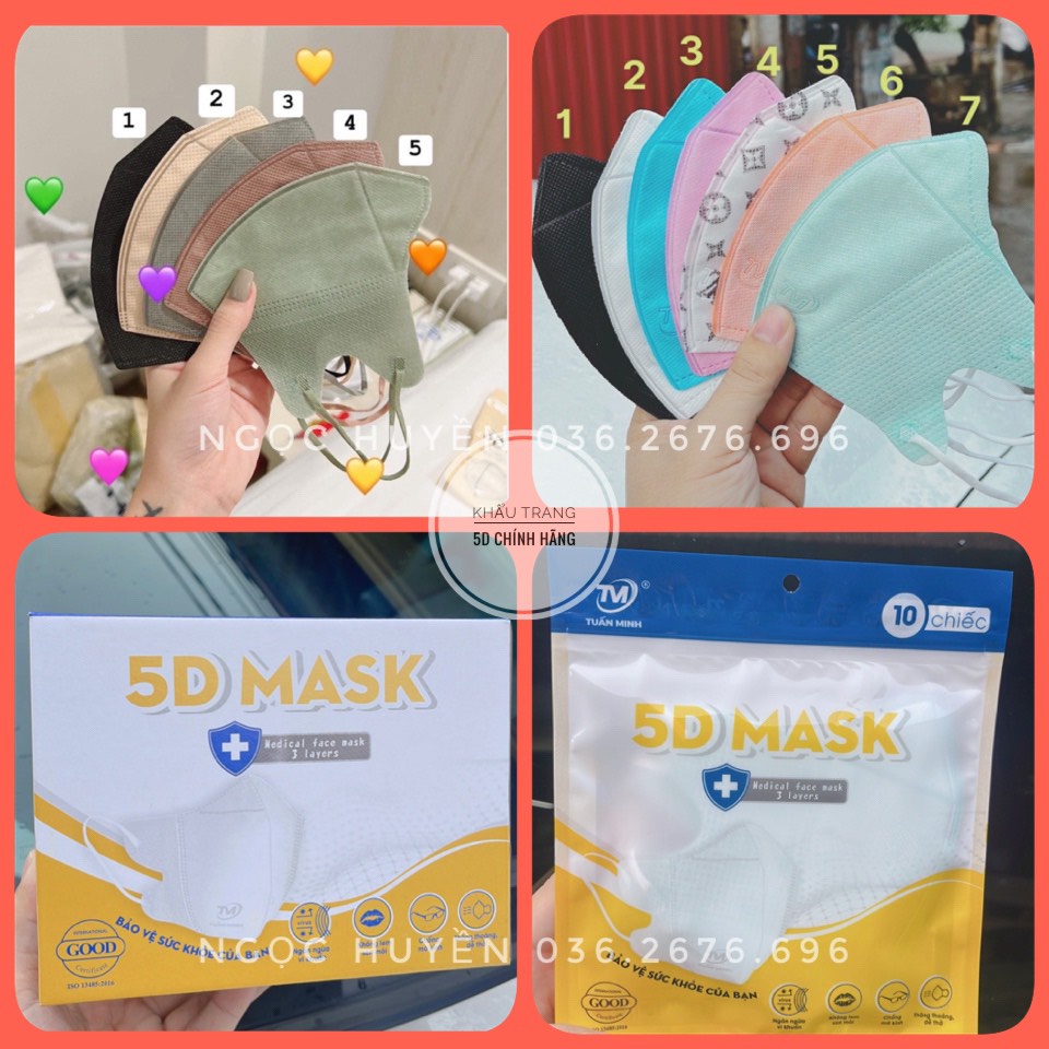Sỉ 1 thùng  khẩu trang y tế 5D Tuấn Minh Chính Hãng kháng khuẩn Hottrend 2022, Thoáng Khí Không Đau Tai