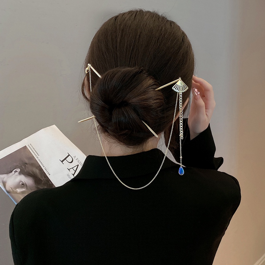 Trâm Cài Tóc Dạng Chuỗi Hạt Phối Tua Rua Phong Cách Trung Hoa Cổ Điển Cho Nữ