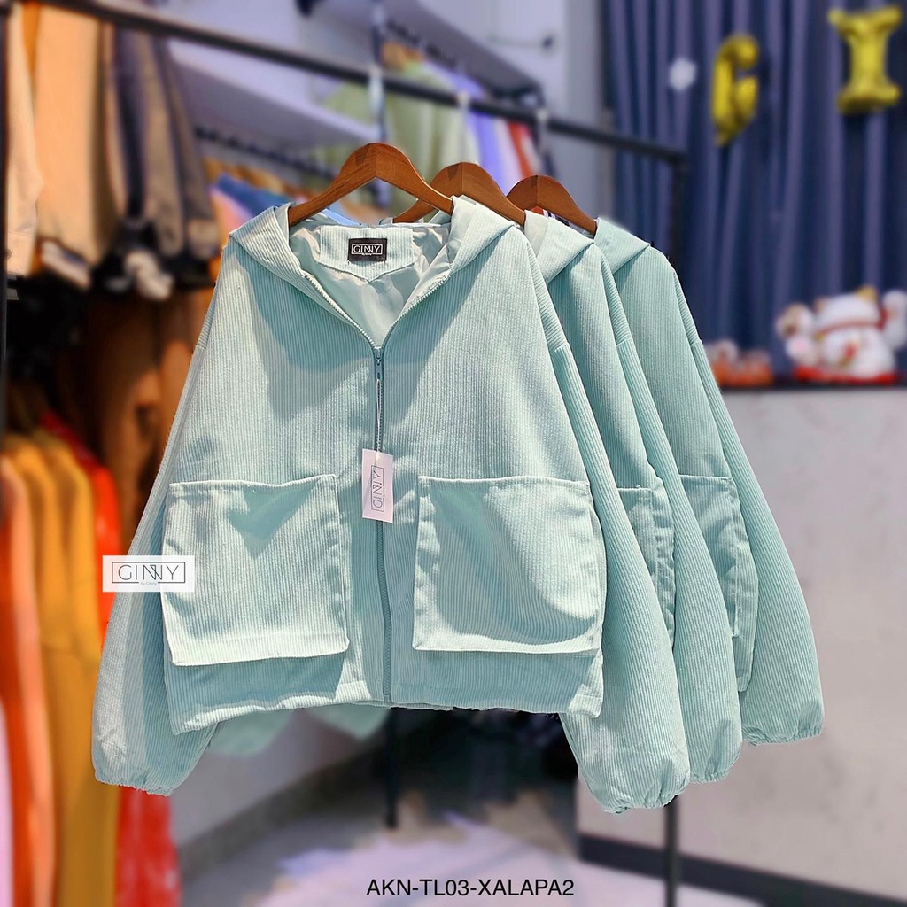 Áo khoác nhung túi hộp GINNY AKN-TL03 phiên bản đặc biệt | Siêu hot trend | Chất liệu cao cấp