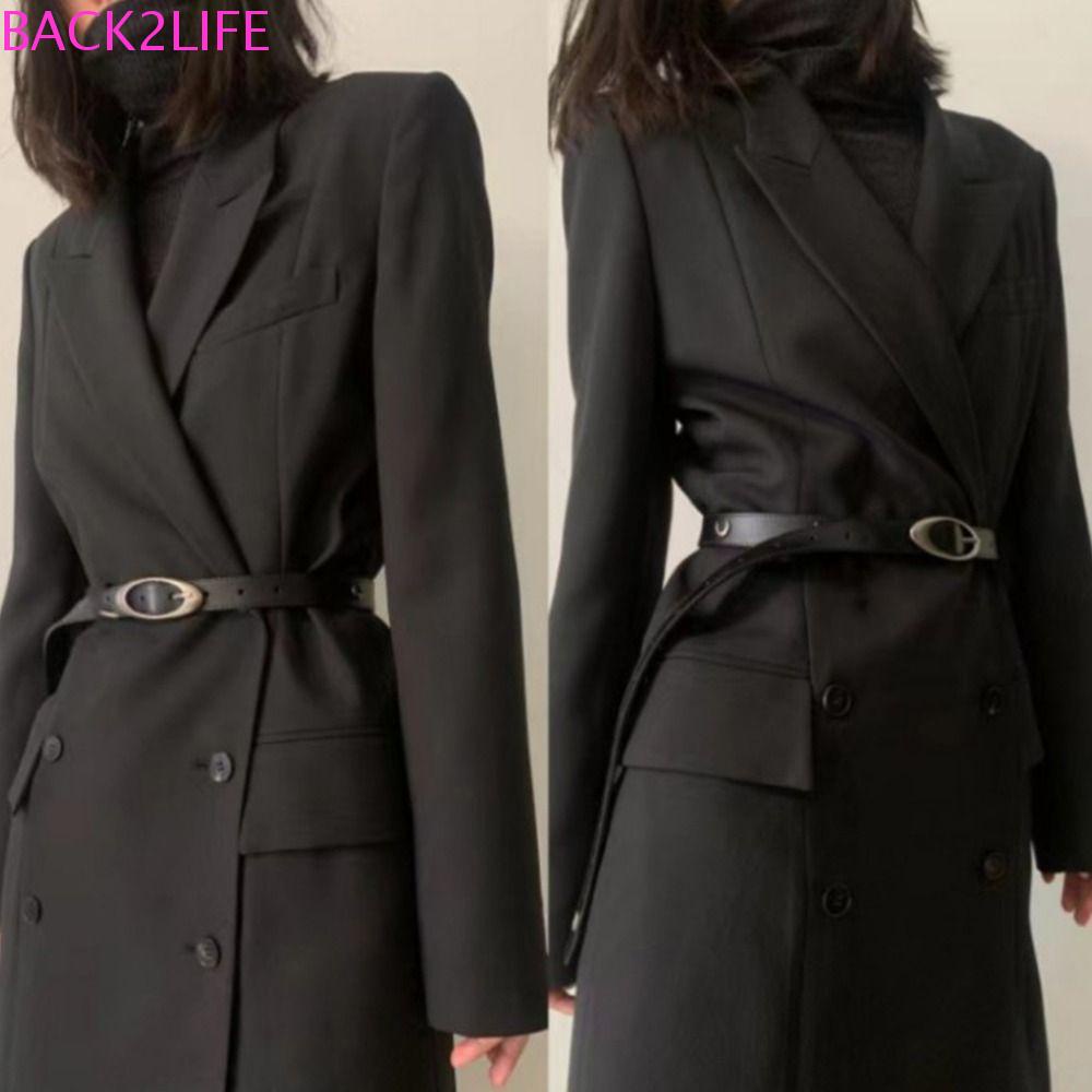 Thắt Lưng Da PU Khóa Hình Bán Nguyệt / Mặt Trăng Khuyết Bằng Hợp Kim Độc Đáo Thời Trang Cho Nữ Back2