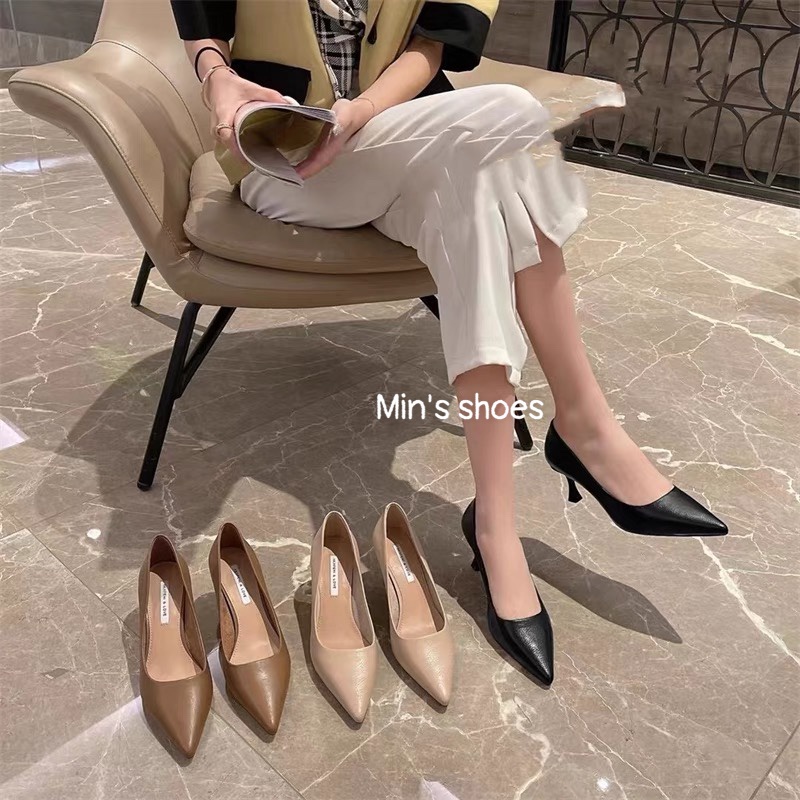 Min's Shoes - Giày Cao Gót Mũi Nhọn Da mềm Cao Cấp D394