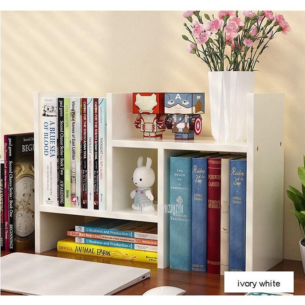 Kệ sách để bàn bằng gỗ để bàn nhỏ gọn , giá sách mini có thể điều chỉnh kích thước