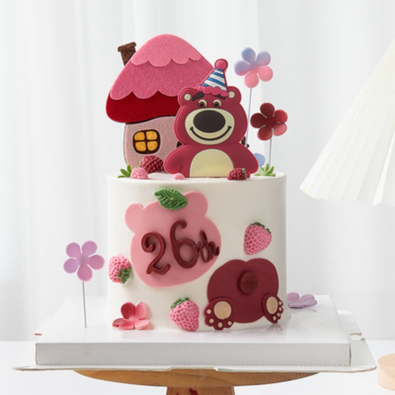 Búp Bê Trang Trí Bánh Kem Hình Gấu Dâu Hoạt Hình Dễ Thương