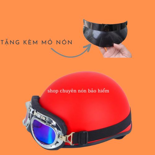 Nón bảo hiểm kèm kính phi công 2in1