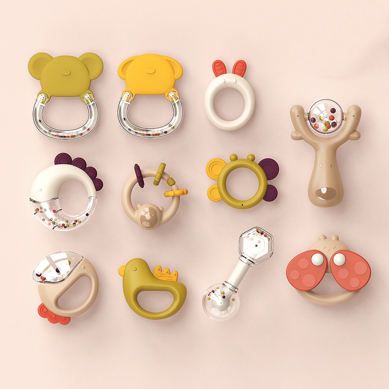 Bộ Xúc Xắc Gặm Nướu Silicon Cầm Tay An Toàn Cho Bé 6, 8, 10 Chi Tiết  GN011