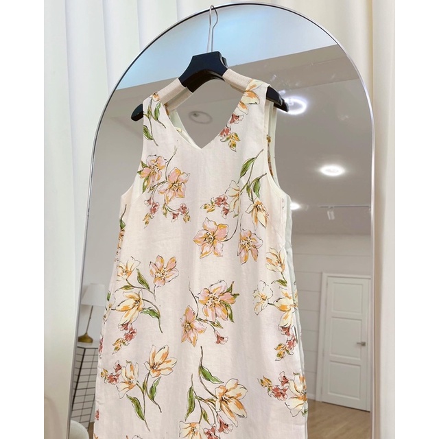 Xanhlinen - đầm suôn linen xẻ lưng