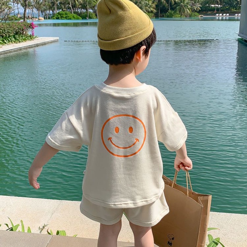 Set Áo Thun Cotton + Quần Short Thời Trang Mùa Hè Mới Cho Bé Trai