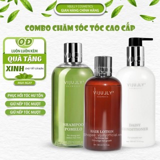 Combo dưỡng tóc, chăm sóc tóc cao cấp Vijully chính hãng, phục hồi tóc hư tổn, kích mọc, giảm rụng tóc, gội - xả - xịt