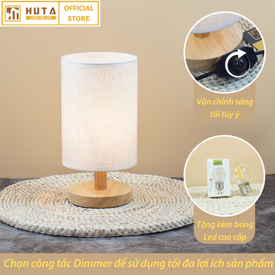 Đèn Ngủ Để Bàn Gỗ Decor Phòng Ngủ HUTA LIGHT FOR LIFE G1 Trang Trí Vintage , Điều Chỉnh Độ Sáng,Đầu Cắm Điện 2 Chấu 220V | BigBuy360 - bigbuy360.vn