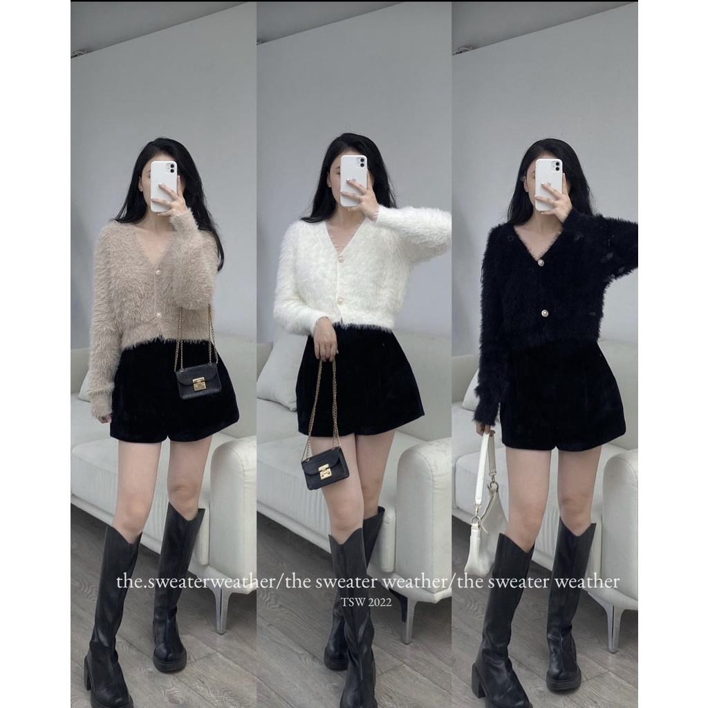 Áo cardigan lông thỏ croptop mã CDGlongcucngoc107_P8K1