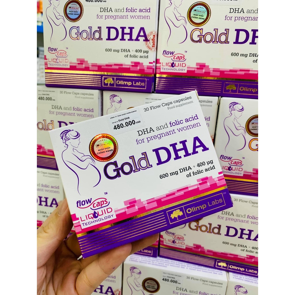 Gold DHA Chela (Nhập khẩu châu âu). Bổ sung DHA, Acid Folic cho phụ nữ mang thai, cho con bú (Hàng chính hãng)