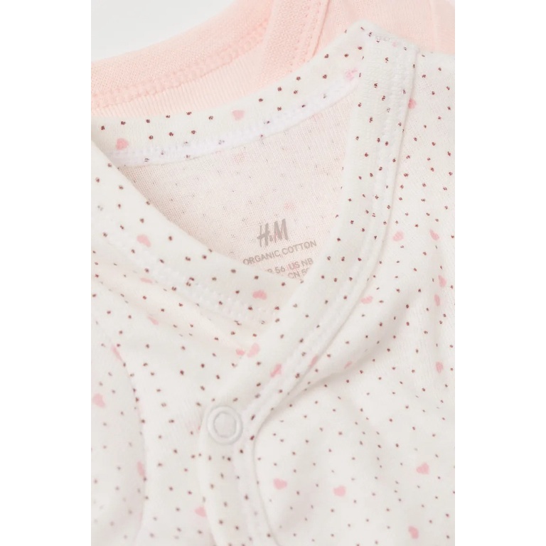 Set 5 chi tiết quần áo bodysuit mũ chăn hồng  HM H&M_hàng chính hãng authentic